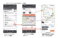 駅到着後のタクシー乗車をスムーズに、「乗換案内」アプリがタクシー配車アプリと連携 画像