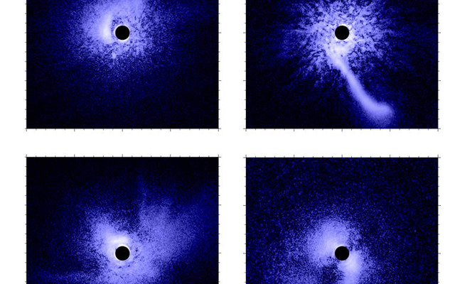 すばる望遠鏡に搭載されたカメラHiCIAOが映し出した赤ちゃん星たちの星周物質の分布