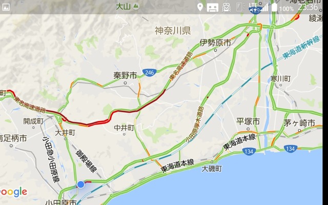 9月26日、東名集中工事による渋滞と小田原厚木道路迂回のようす