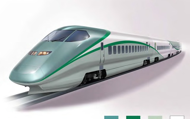 7月以降に山形新幹線で運行開始予定の観光車両「とれいゆ」の外観イメージ。E3系を改造する。