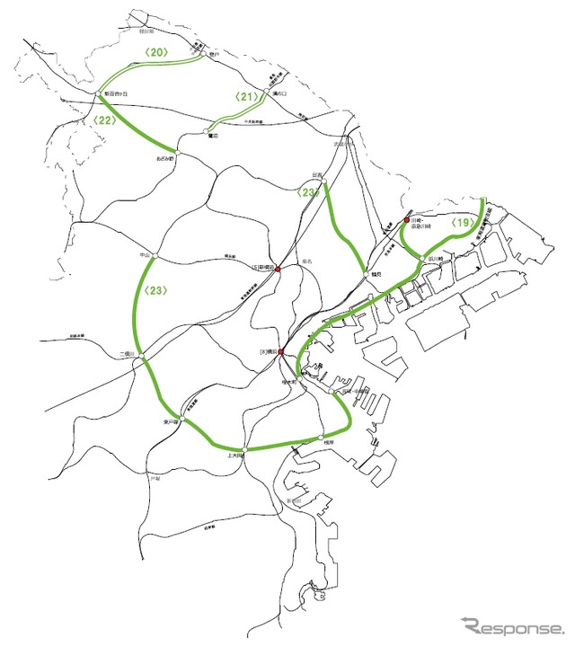 横浜・川崎地区は横浜環状鉄道などが引き続き盛り込まれた。