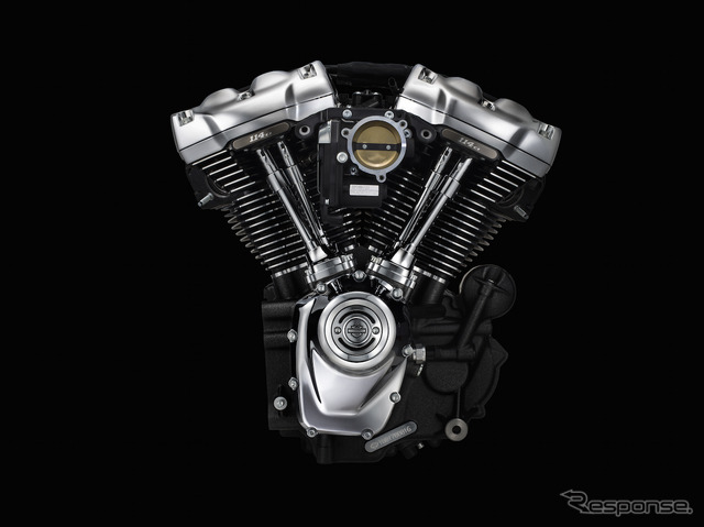 ハーレーの新型エンジン『ミルウォーキーエイト』。排気量は1745ccと1868ccを設定する。
