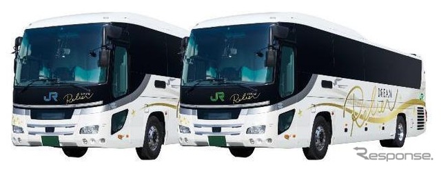 現在、西日本ジェイアールバスとジェイアールバス関東が1両ずつ保有する『ドリームルリエ号』の専用車両。今春から各社1両ずつ増備される。