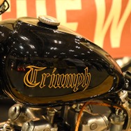 「MYSTICAL TRIUMPH CHOPPERS」と題し集合したヴァーチカルツインたち。