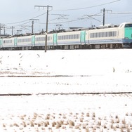 新潟～糸魚川間の快速列車で運用されている485系R編成。3月のダイヤ改正で快速が廃止され、同時に485系の定期運用も消滅する。