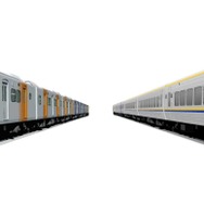 「JR四国8000系風」の台湾鉄路EMU800形（左）と、「台湾鉄路EMU800形風」のJR四国8000系（右）。先頭部の形状が似ており、一見すると区別がつかない。