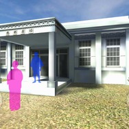 「軽便与那原駅舎VR」の画面。かつての与那原駅舎が再現されている。