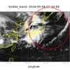 2016年5月6日11時30分の気象衛星「ひまわり」画像　赤い円はDIWATA-1衛星運用チームにて追加