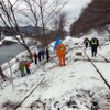 秋田内陸縦貫鉄道が公表した被災地点の写真（2月22日）。復旧工事は県が主体になって行われる。