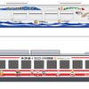 えちごトキめき鉄道（上）と北越急行（下）のラッピング車のイメージ。3月24日から運行される。