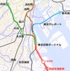 JR東日本の構想している羽田空港アクセス線のルート。東海道本線貨物支線を活用する。