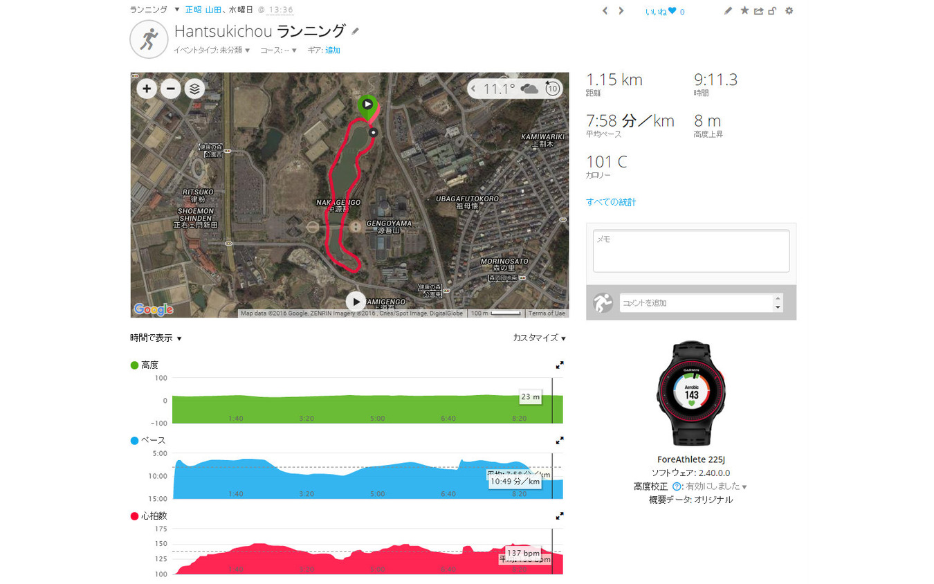 GARMIN ForeAthlete 225J インプレ後編】ヘルスケア機能統合で