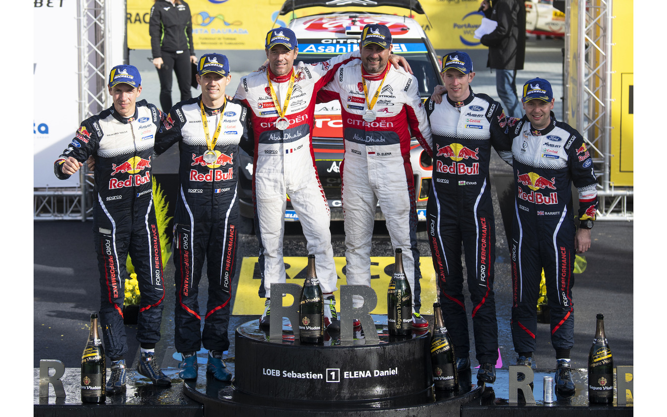 WRCスペイン戦のトップ3となった各コンビ。