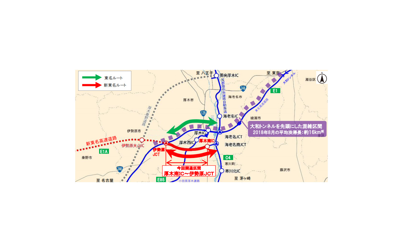 圏央道~伊勢原JCT間のダブルネットワークが形成