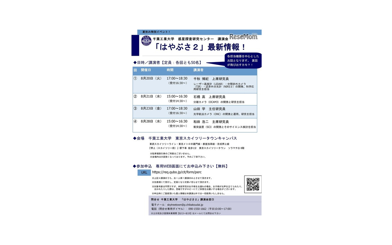 千葉工業大学惑星探査研究センター講演会