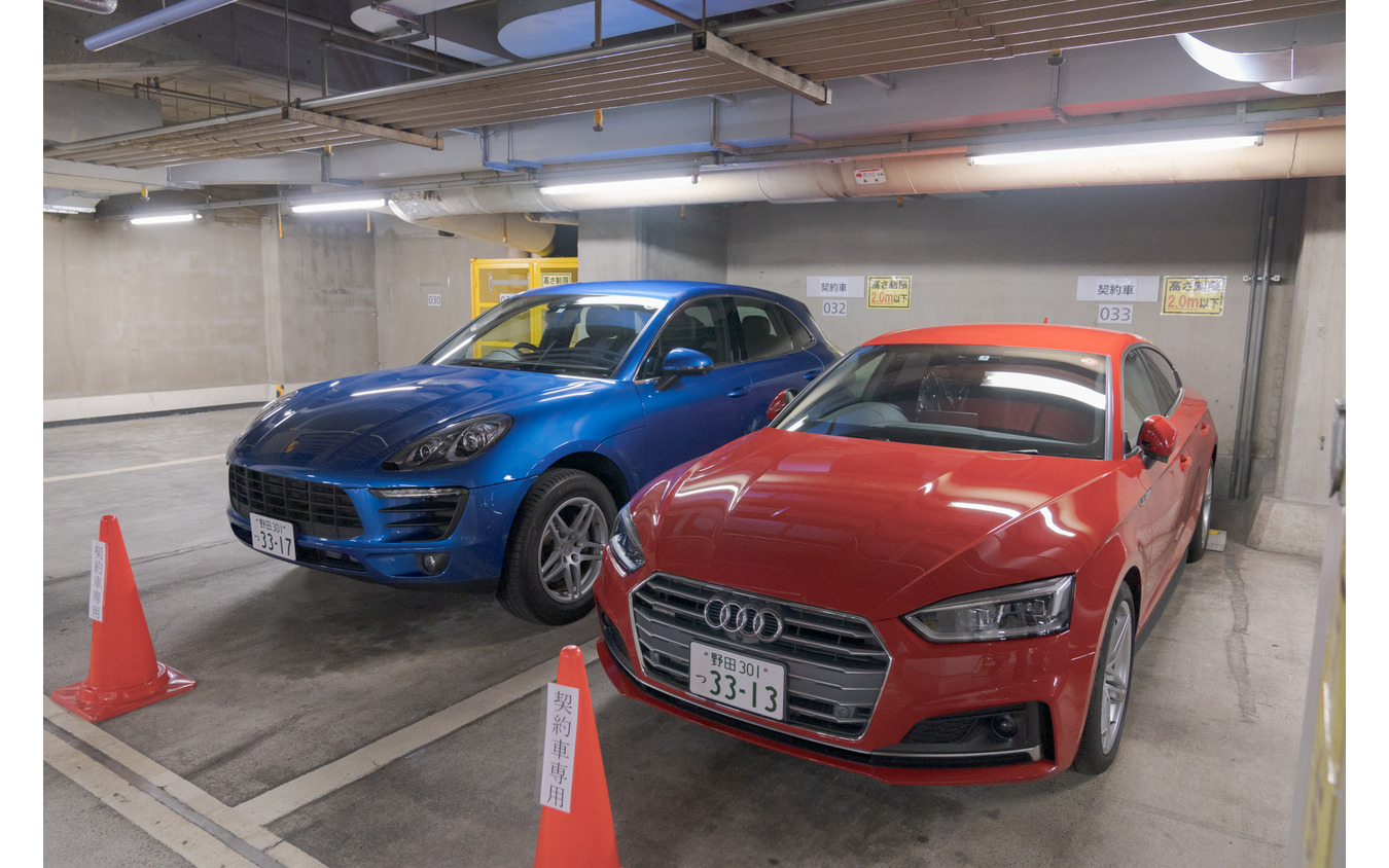 ポルシェ・マカンとアウディA5も用意。(注:再開にあたりラインナップの変更が行われています)