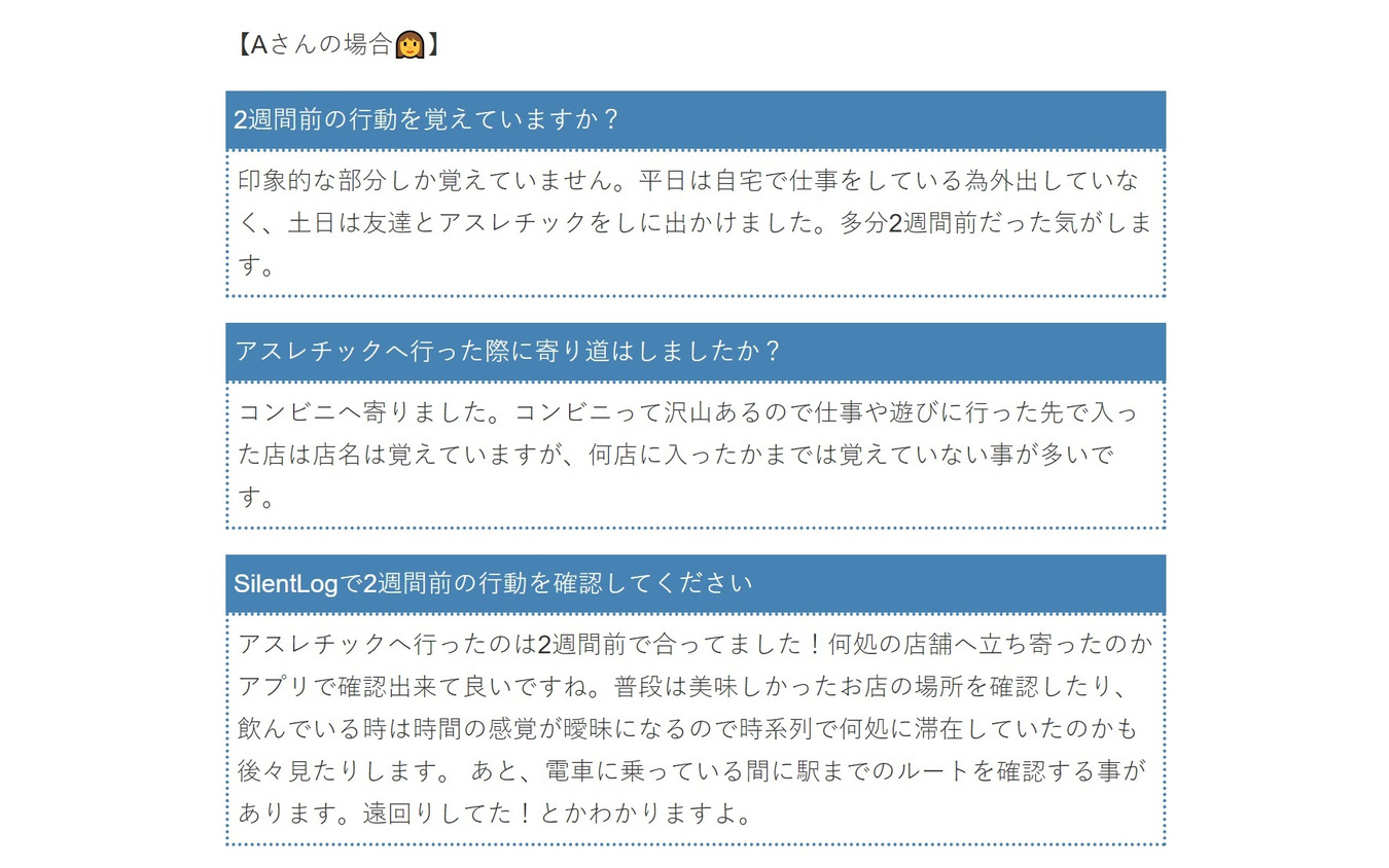 記憶を頼りに2週間前の行動を正確に伝えられるのか。