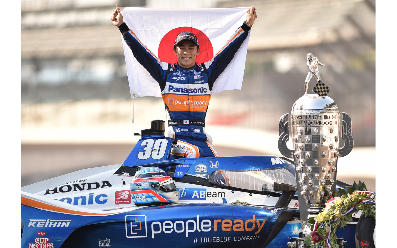 インディ500で3年ぶり2度目の優勝を達成した佐藤琢磨。