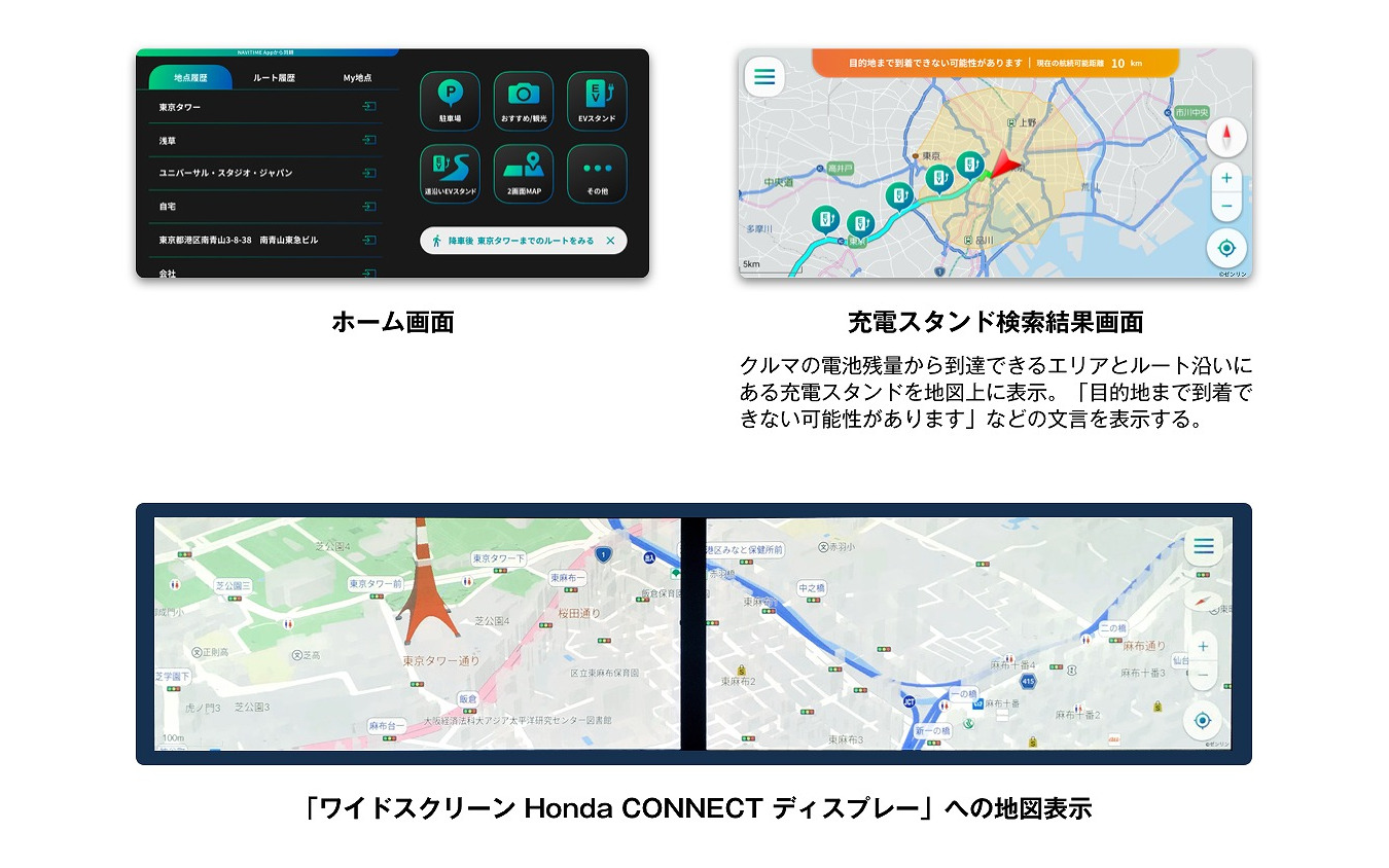 NAVITIME CONNECT for Hondaの各機能