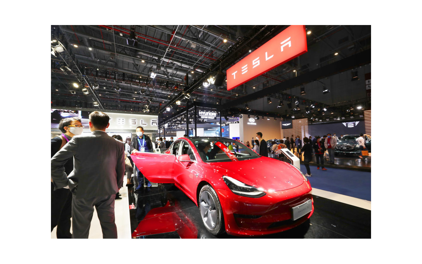 テスラ・モデル3（2020年11月、上海で開催された中国国際輸入展で）