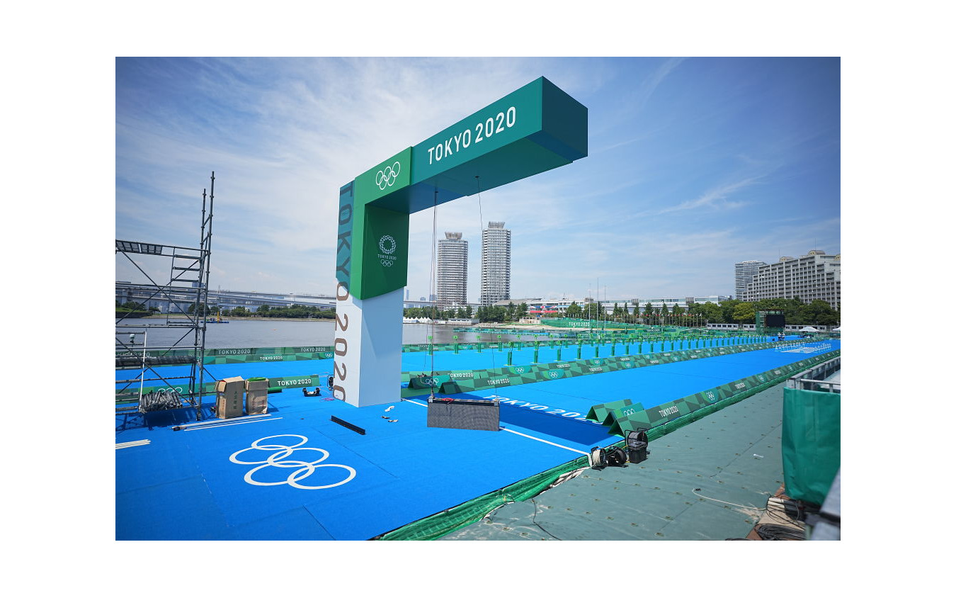 東京2020オリンピック・パラリン大会トライアスロン競技の会場となるお台場海浜公園(7月20日)