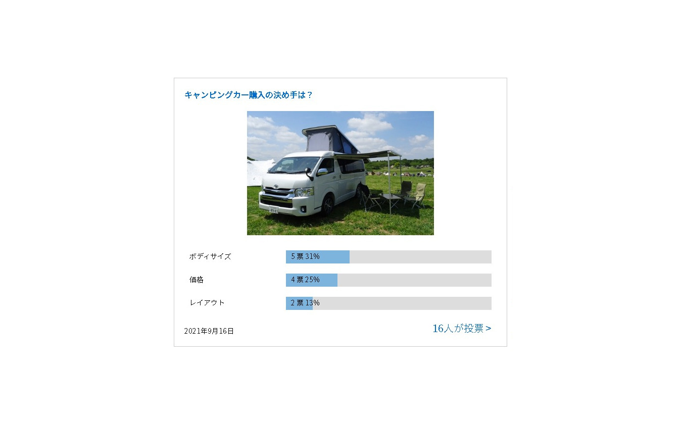 キャンピングカー購入の決め手は?