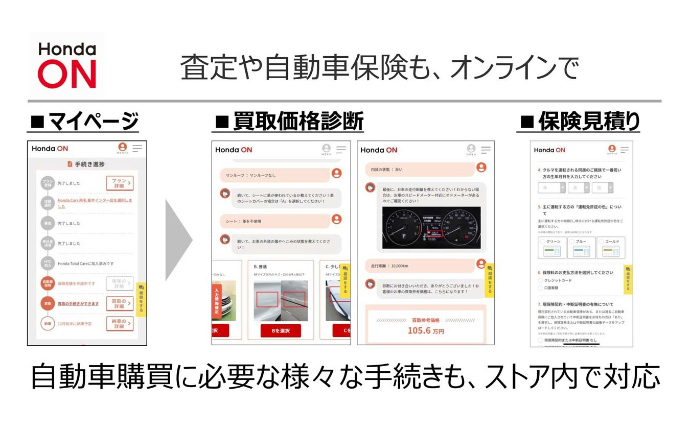 査定や自動車保険もオンラインで完了できる