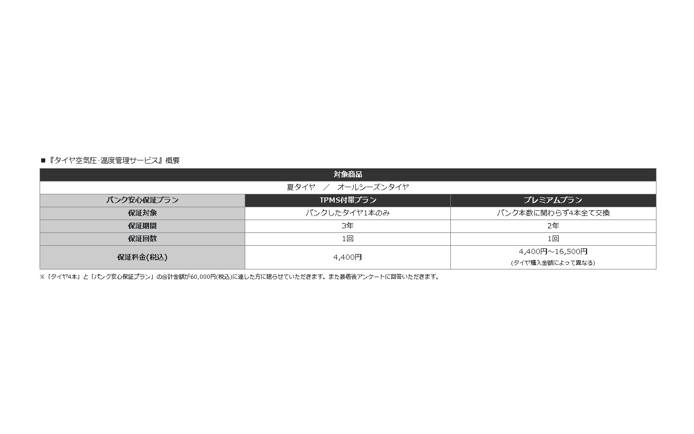 タイヤ空気圧･温度管理サービス概要