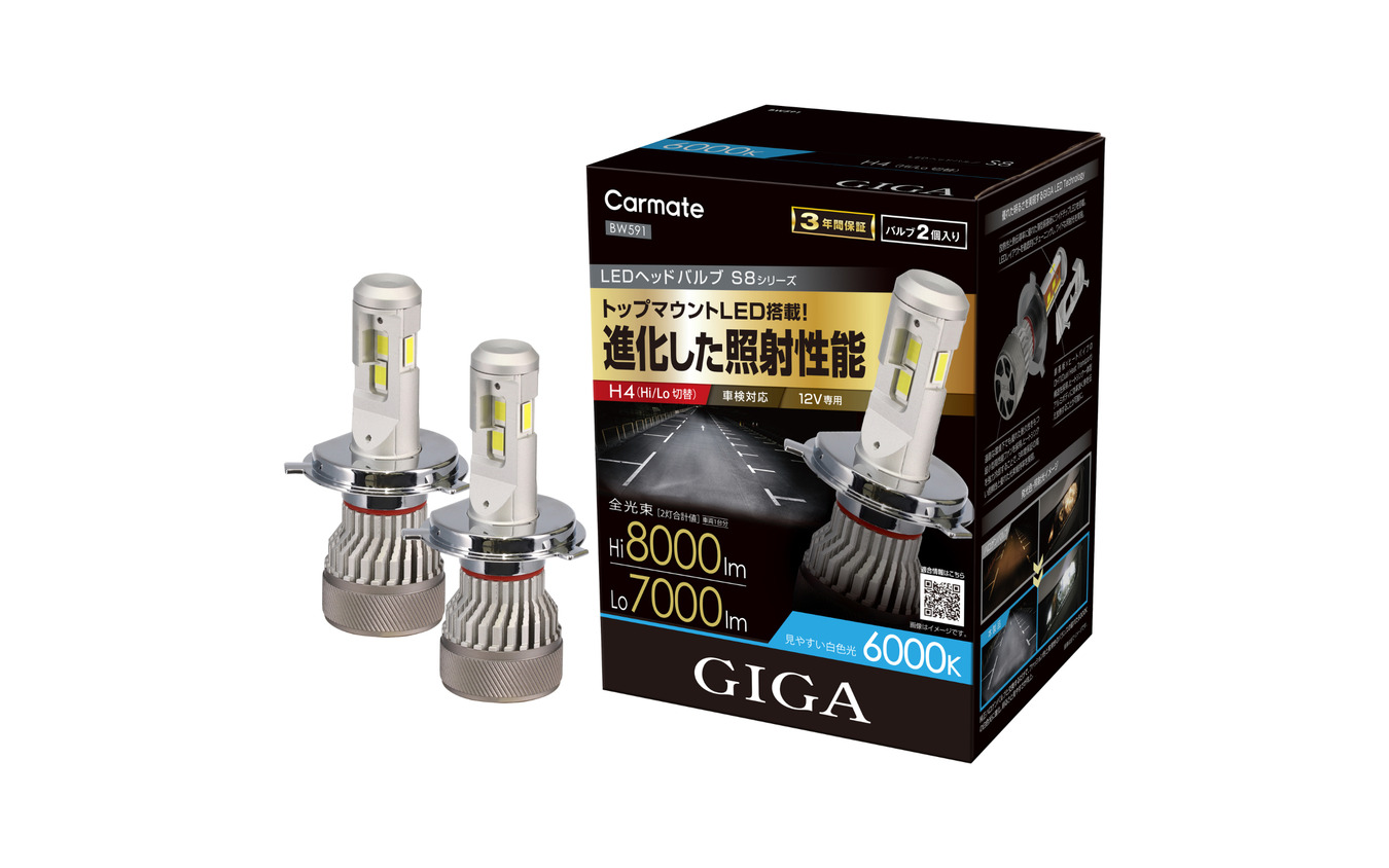 GIGA LEDヘッドバルブ S8 6000K H4