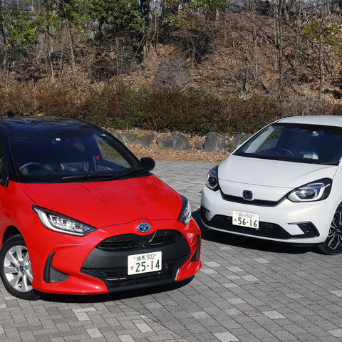 【ヤリス vs フィット 比較試乗】フィットは余裕の27km/L超え、ヤリスはガソリン車が健闘…燃費性能編 画像