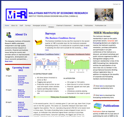 マレーシア経済研究所（MIER：MALAYSIAN INSTITUTE OF ECONOMIC RESEARCH）