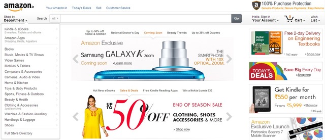 amazon india web page