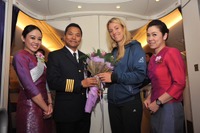 タイ国際航空、全豪オープン女子チャンピオンを歓迎…バンコク経由でドイツへ 画像