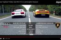 ランボルギーニ ウラカン 対 アウディ R8、610馬力スーパーカーが加速対決［動画］ 画像