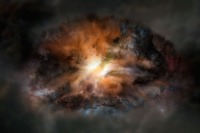 宇宙で最も明るい銀河で激しい乱気流を観測…アルマ望遠鏡 画像