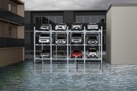 水害に強い機械式駐車、新明和が発売---常時2m以上に車両を格納 画像