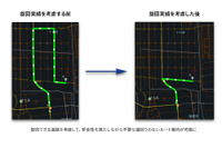 トラックカーナビ、大型車の旋回実績を考慮したルート案内開始 画像