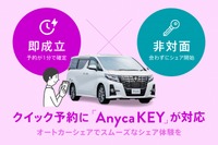 1分で予約成立、非対面で利用できる「オートカーシェア」　Anycaが開始 画像