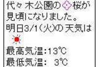 【春休み】携帯で「桜見頃メール」サービス開始…ウェザーニューズ 画像