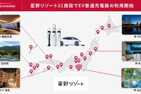 星野リゾート、全国21施設にEV充電器設置…エネチェンジと業務提携 画像