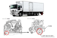 いすゞ ギガ、アイドルプーリとブラケットが脱落 画像