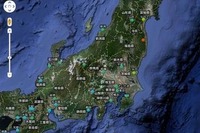 全国放射線量マップ…レベル毎に色分け 画像