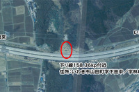 東北地方余震 常磐道いわき勿来-いわき湯本で斜面崩落 画像