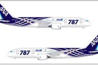 ANA、特別塗装のB787を公開…世界初飛行を記念 画像