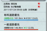 ガソリン節約優先ルート、ナビタイムが提供開始 画像