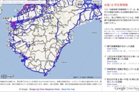 Google、紀伊半島の通行実績データを公開…台風12号 画像