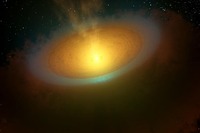 新たに形成される惑星に海を作り出す彗星の誕生 画像