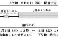 中央道の笹子トンネル開通のため、2月7日13時~8日16時まで通行止め 画像