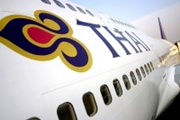 タイ航空機、バンコク空港でブレーキ不具合 画像