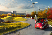 GMの超小型EV、EN-V…中国-シンガポール「エコシティ」でデモ走行 画像